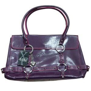 XOXO Handbag Purple Pink Patent Leather Tote Bag Purse Silver NEW Y2K Vintage